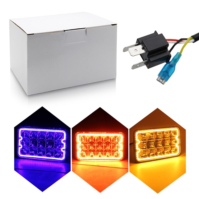 Phare 4x6 LED avec couleurs Angle Eyes JG-1002N