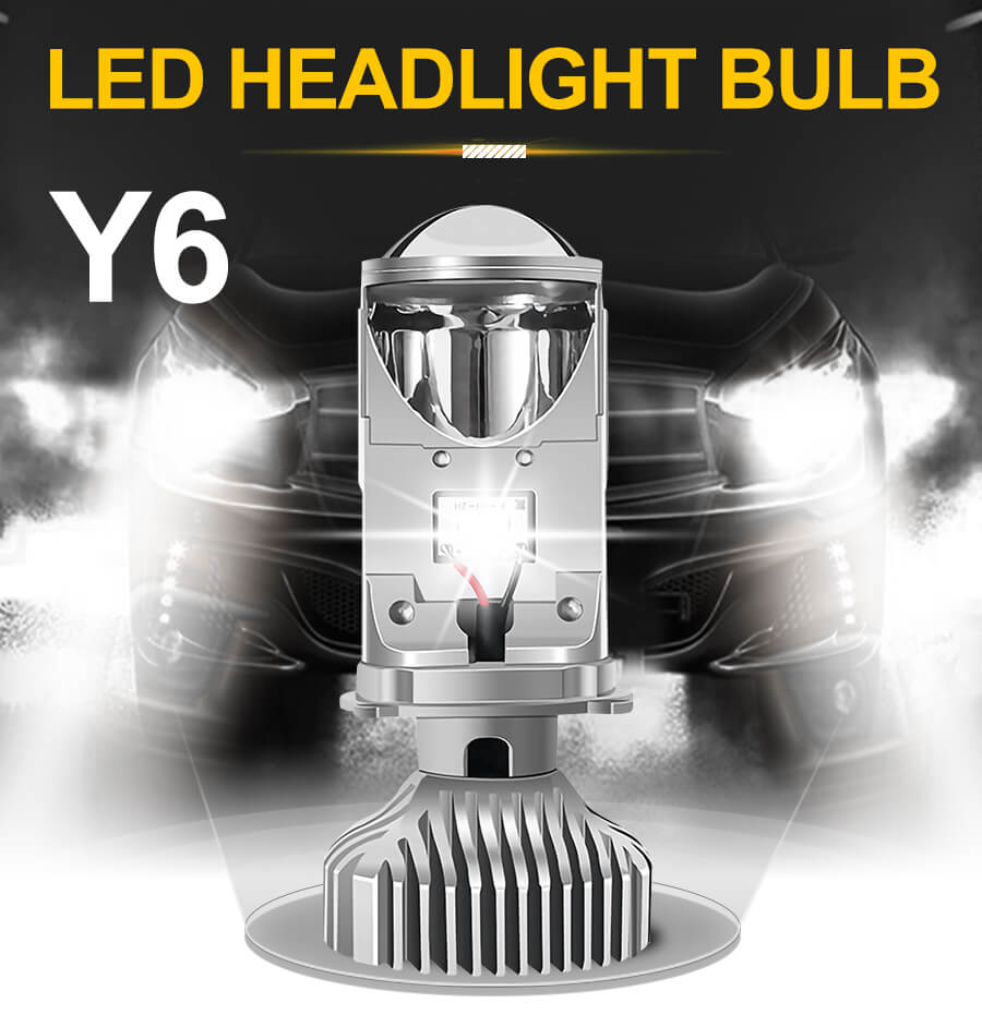 Phares de mini projecteur LED de voiture H4 Mini lentille de projecteur Y6 Ampoule  LED H4 Fabricant de motos - Theathem Technology