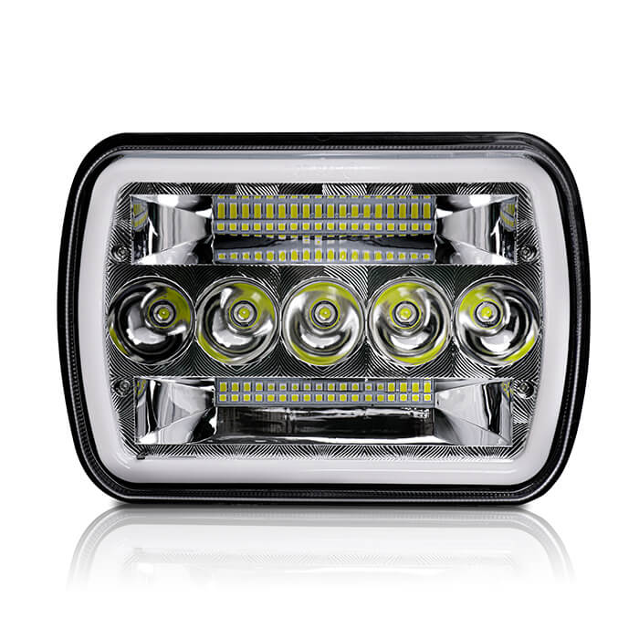 7x6 Angel Eyes Drl LED Square Headlight pour le camion JG-1003-HP