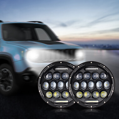 7 pouces rond LED ampoule de phare 75W moto phare projecteur voiture  lumière pour Jeep Land Rover